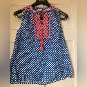 J. Crew Blue and Red Embroidered Women's Blouse